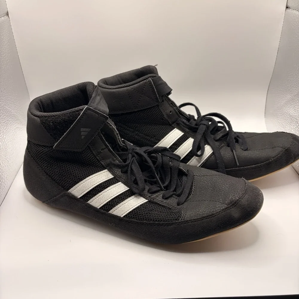 Adidas HVC 2 Wrestling Shoes Mens 11.5 Black White High Top AQ3325